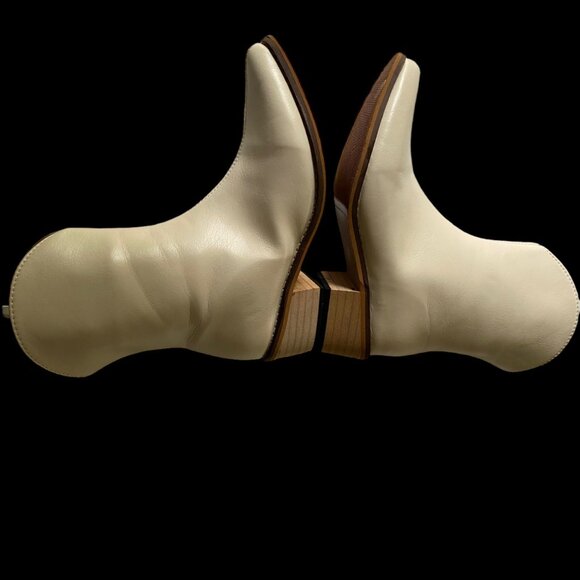 Ankle Bootie Women's Size 35 US 4. 5 Polyurethane Cream Zipper Pointed Toe - Picture 6 of 16